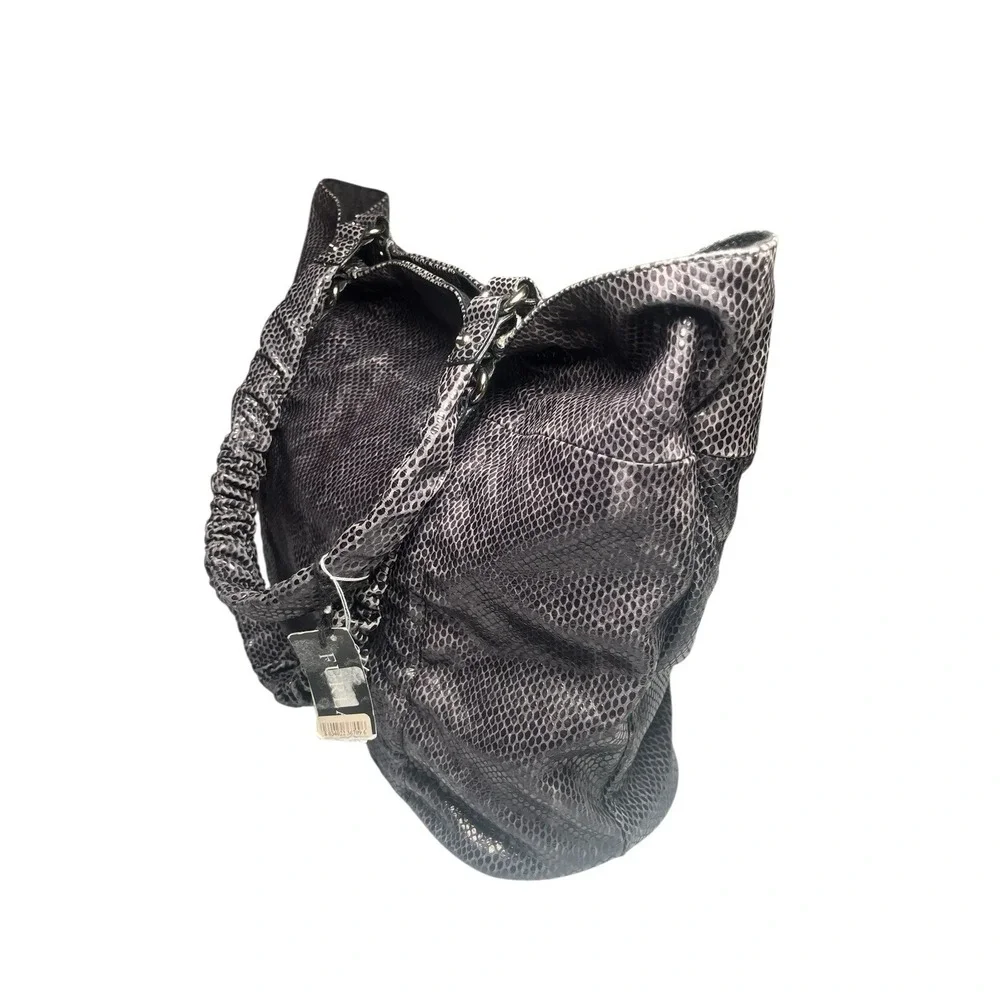 Furla Leather Handbag, Grey Blue, Silver Hardware, Made In Italy - Picture 4 of 16